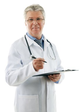 Doktor ile arka plan panoya