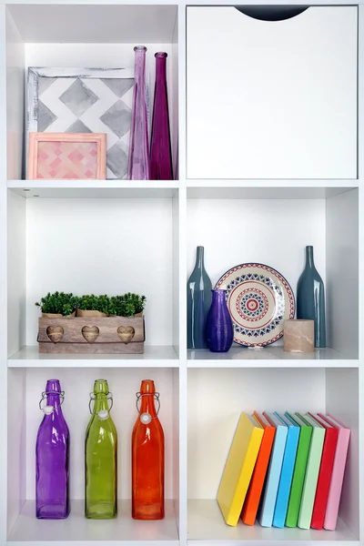 Beautiful white shelves — Stock Photo, Image