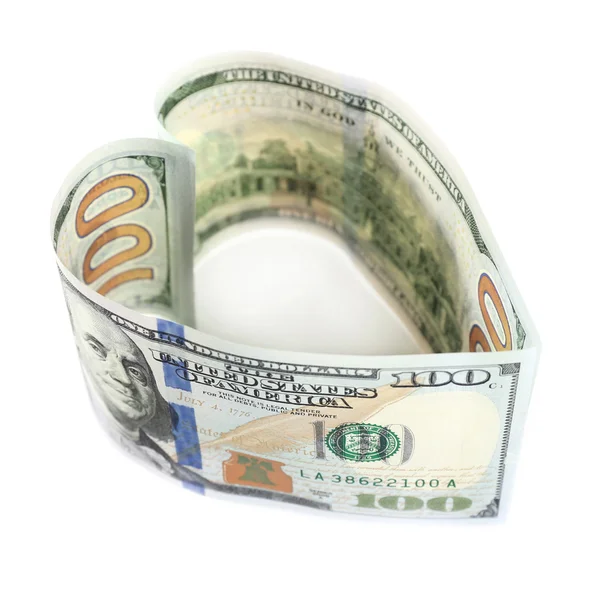 Dollars folded into heart — Stock Photo, Image