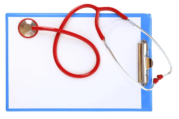 Medical stethoscope with clipboard — Stock Photo, Image