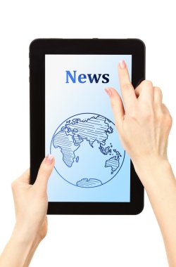 Kadın tablet Pc iş haber okuma