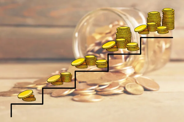 Peníze koncept s jar s mincí — Stock fotografie