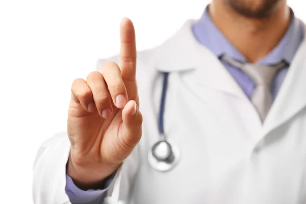 Doctor pointing his finger up — Stock Photo, Image