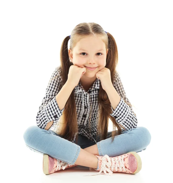 Beautiful little girl, isolated on white — Stock Photo, Image