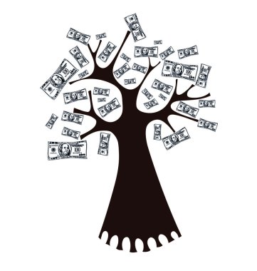 Money concept. Money tree isolated on white illustration.