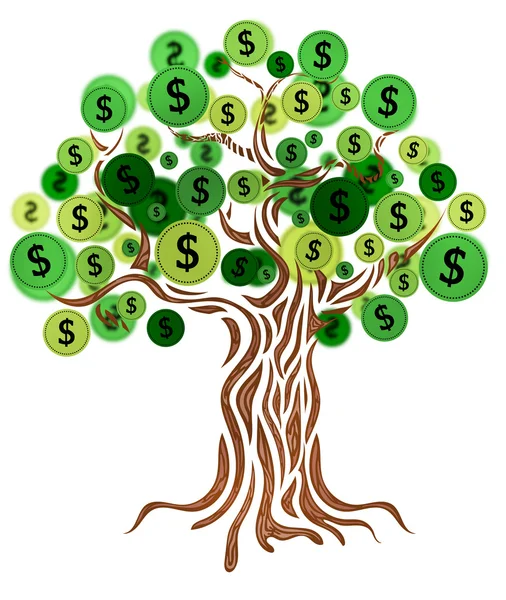 Concepto de dinero. Árbol de dinero aislado en la ilustración blanca . —  Fotos de Stock