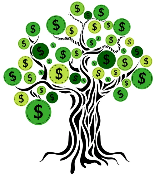 Concepto de dinero. Árbol de dinero aislado en la ilustración blanca . —  Fotos de Stock