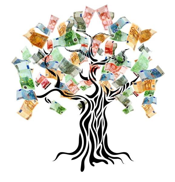 Money concept. Money tree isolated on white illustration. — ストック写真
