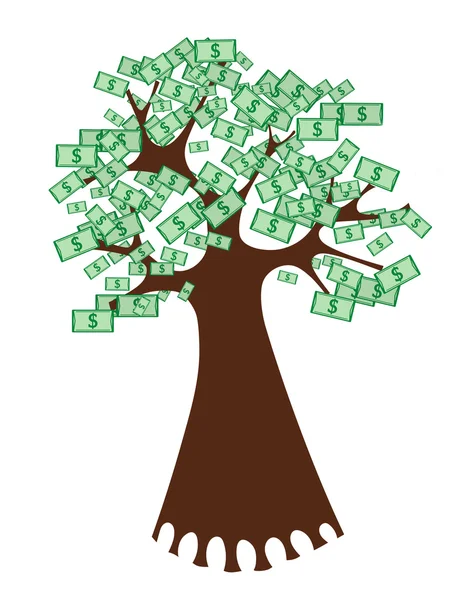 Money concept. Money tree isolated on white illustration. — ストック写真