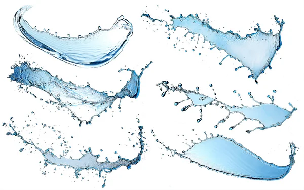 Respingos de água isolados no branco — Fotografia de Stock