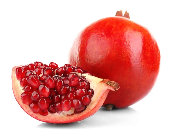 Juicy pomegranate isolated on white — Stock Photo, Image