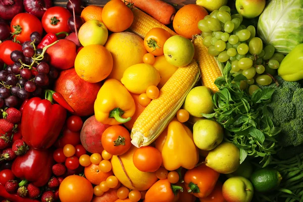 Frutas e legumes coloridos fundo — Fotografia de Stock