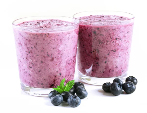 Blueberry smoothie, Vértes pohár — Stock Fotó