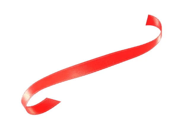 Shiny red ribbon with card close up — Stock Photo, Image