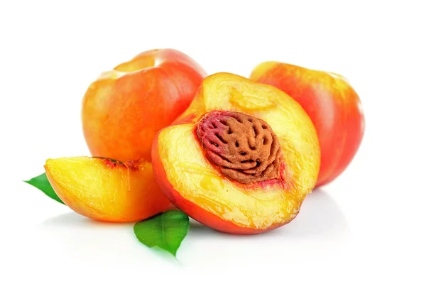 Fresh peaches isolated on white — Stock Photo, Image