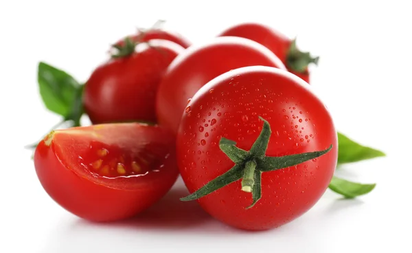 Вишневі помідори з базиліком — стокове фото