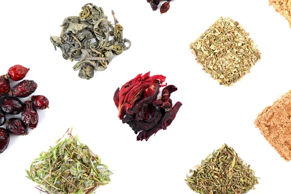 Varios tipos de té de hierbas — Foto de Stock