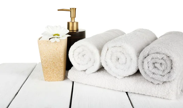 Soft towels with dispenser — Stock Photo, Image