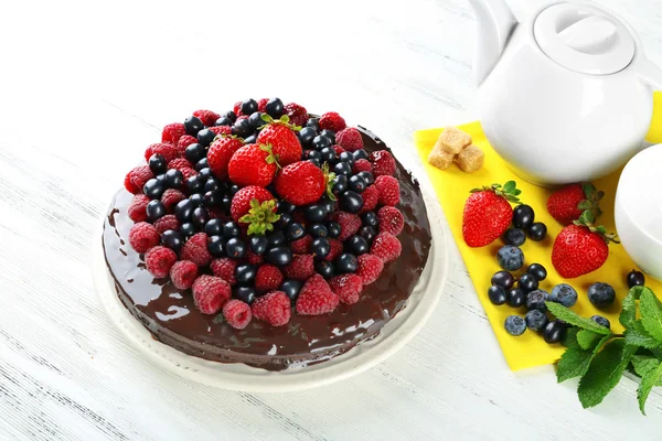 Délicieux gâteau au chocolat — Photo