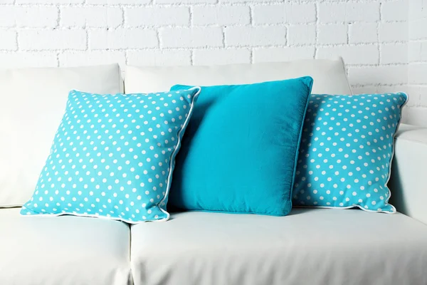 Colorful pillows on sofa — Stock Photo, Image