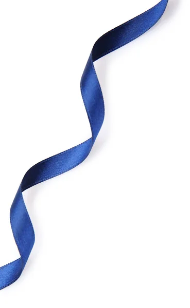 Fita de cetim azul escuro isolado em branco — Fotografia de Stock
