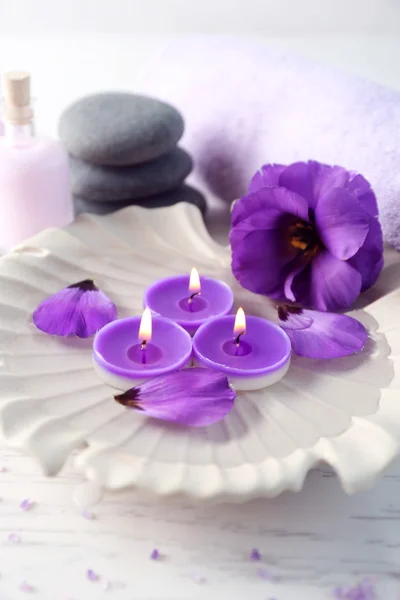 Beautiful spa composition on wooden table — Stock Photo, Image