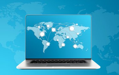 Laptop ile grafik ve grafikler ekran üzerinde