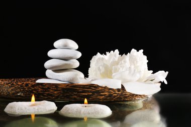 Spa natürmort çiçek ve mum ışığı ile