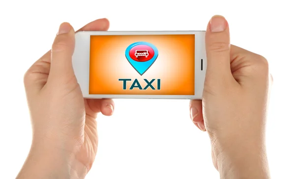 Мобільний смартфон з інтерфейсом таксі — стокове фото