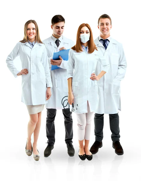 Group of smiling medical doctors isolated on white Royalty Free Stock Images