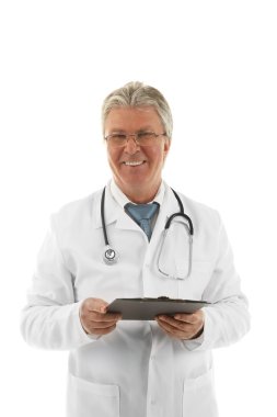 Doktor ile arka plan panoya