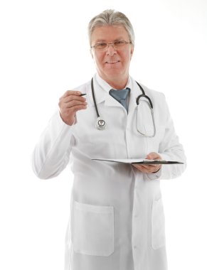 Doktor ile arka plan panoya