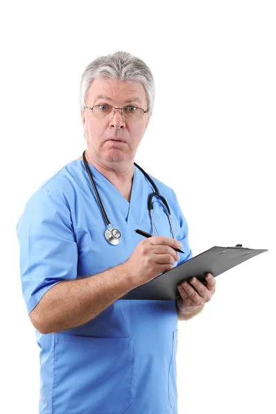 Arzt mit Klemmbrett im Hintergrund — Stockfoto