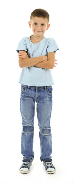 Schöner kleiner Junge, isoliert auf weiß — Stockfoto