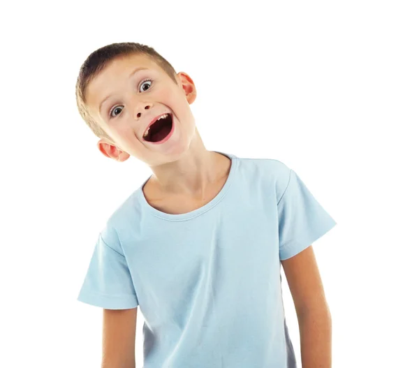 Beau petit garçon, isolé sur blanc — Photo