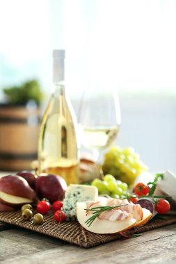 İtalyan yemek ve şarap türleri ile natürmort