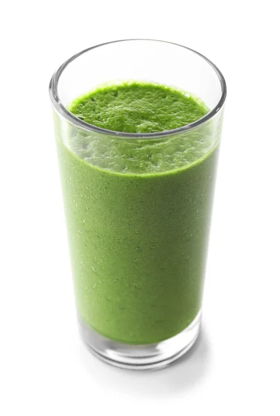 Glass of spinach juice isolated on white — Stock Photo, Image