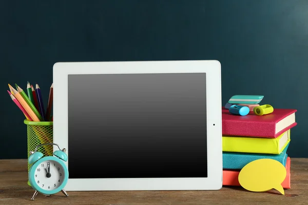 School equipment on wooden table — Stock Photo, Image