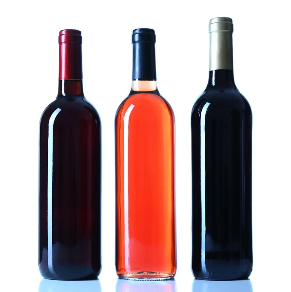 Set of different wine bottles isolated on white background — Stock Photo, Image