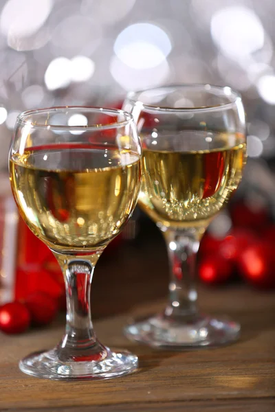 Champagne and Christmas decoration — Stock Photo, Image