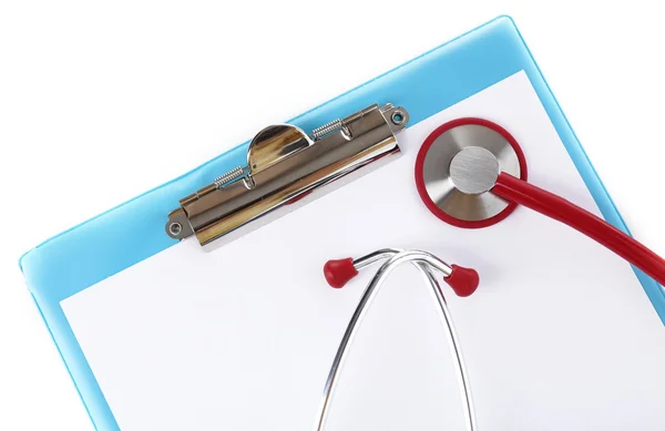 Medical stethoscope with clipboard — Stock Photo, Image