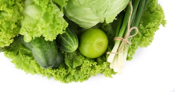 Heap of green vegetables isolated on white — Stock Photo, Image