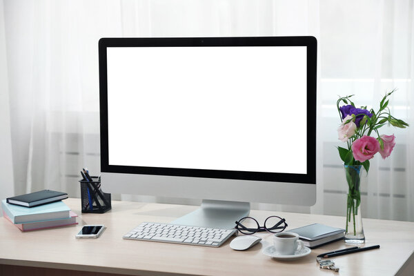 Office workplace with modern computer