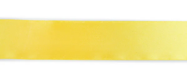 Beyaz izole sarı saten kurdele — Stok fotoğraf