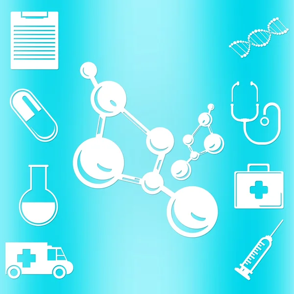 Ícones médicos definido no fundo azul abstrato — Fotografia de Stock