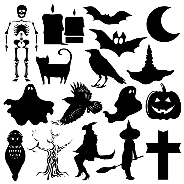 Sbírka ikon halloween, izolovaných na bílém — Stock fotografie