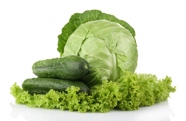 Купа зелених овочів ізольовані на білому — стокове фото