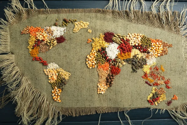 Spices map on sackcloth — Stock Photo, Image
