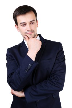 İzole takım elbiseli şık adam