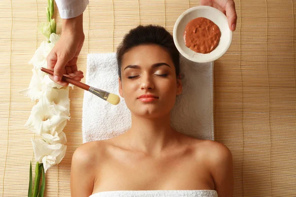 Woman while facial cosmetic procedure — Stock Photo, Image